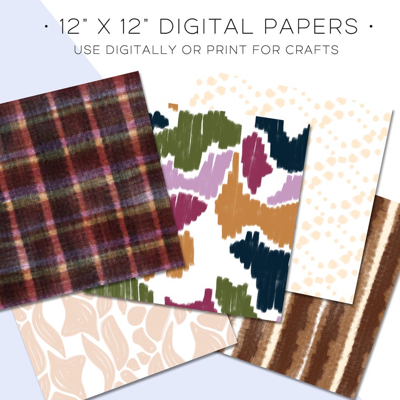 Earth Tone Abstract Painterly Print Digital Scrapbook Paper Etsy