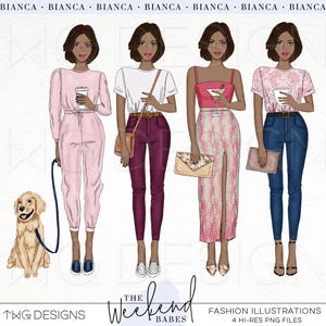 Fashion Illustration Clip Art Watercolor Clipart PNG Outfit Style Hand Drawn Fashion Girl Doll Planner Sticker Graphics Small Commercial Use