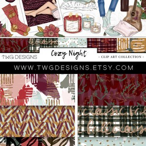 Cozy Fall Fashion Girl Clip Art Watercolor Clipart Blankets Tea Floral ...