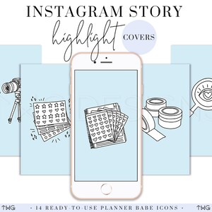 Instagram Story Highlight Icons for IG stories - story covers - social media branding - Instagram sticker icons - blue planner illustrations