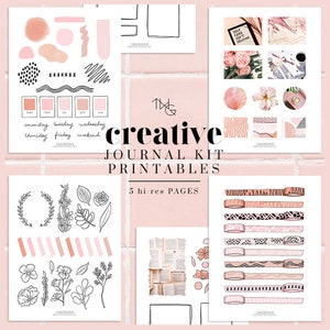 Creative Journal Kit PRINTABLE PAGES Pink Girly Aesthetic Trendy Hand ...
