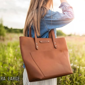 Sac fourre-tout en cuir, Sac fourre-tout personnalisé, Sacs fourre-tout en cuir personnalisés pour femme, Sac à main en cuir pleine fleur personnalisé ou non image 1