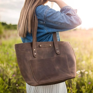 Leather tote bag, Personalized tote bag, Personalized leather tote bags for women, Top grain leather handbag tote personalized or not image 8