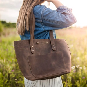 Sac fourre-tout en cuir, Sac fourre-tout personnalisé, Sacs fourre-tout en cuir personnalisés pour femme, Sac à main en cuir pleine fleur personnalisé ou non image 8