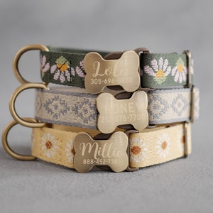 Webbing dog collar personalized, dog collar boy, dog collar girl, dog collar engraved, tribal dog collar, pattern dog collar, 1" width