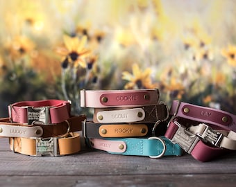 Engraved leather dog collar, Personalized dog collar, dog collar, leather, FREE MACHINE ENGRV buckle, personalized leather dog collar