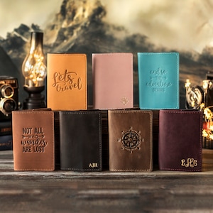 Funda de pasaporte de cuero personalizada, titular del pasaporte de cuero, billetera de pasaporte, regalo de viaje, regalo de pasión por los viajes, regalo del viajero
