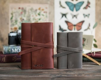 Leder-Journal, Notebook-Abdeckung mit liniertem oder einfachem Notizbuch enthalten, personalisiertes Journal, nachfüllbar, Abschlussgeschenk