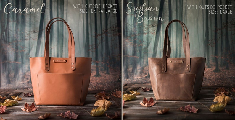 Sac fourre-tout en cuir, Sac fourre-tout personnalisé, Sacs fourre-tout en cuir personnalisés pour femme, Sac à main en cuir pleine fleur personnalisé ou non image 5