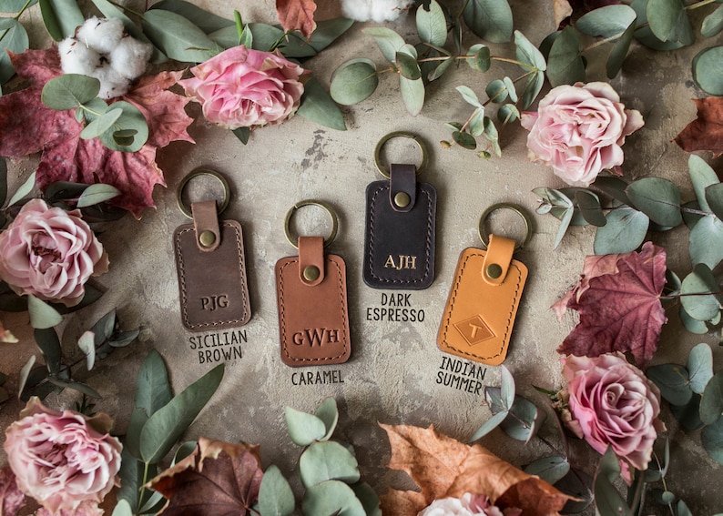 Personalized leather keychain, leather initial keychain personalized, key chain customized leather keychain for women, men leather key fob image 3