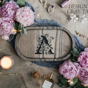 Bridesmaid gifts jewelry tray personalized wooden bridesmaid gifts custom engraved jewelry tray, floral bridesmaid jewelry tray personalized Design 4