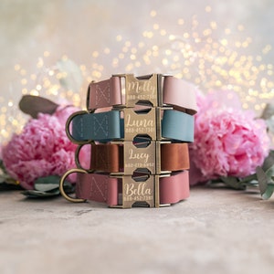 Dog collar Leather, dog collar personalized, dog collar girl, dog collar boy, dog collar with ANTI-BRASS color buckle leather RUSTIC buckle zdjęcie 8