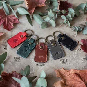 Personalized leather keychain, leather initial keychain personalized, key chain customized leather keychain for women, men leather key fob image 4