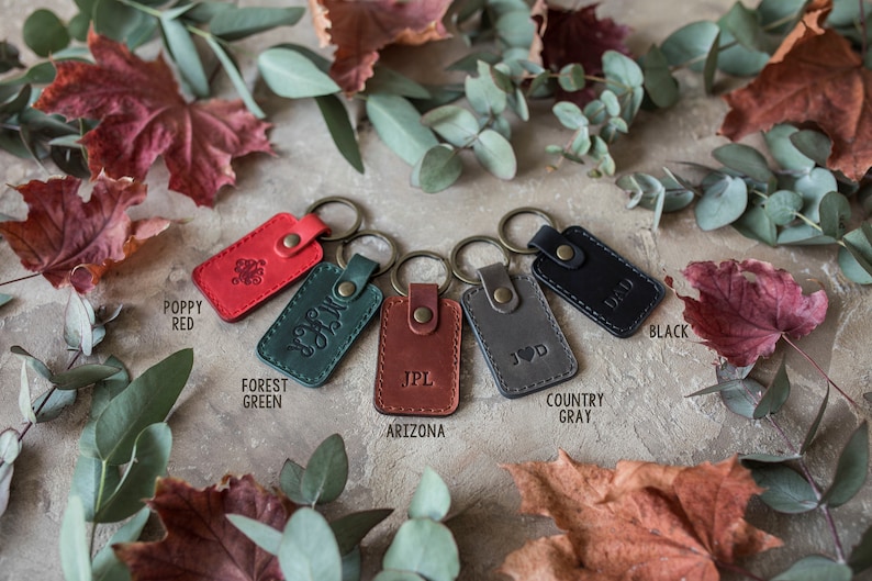 Personalized leather keychain, leather initial keychain personalized, key chain customized leather keychain for women, men leather key fob image 4