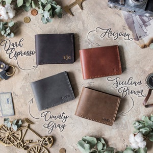 Cartera de cuero personalizada, regalo para hombre, billetera personalizada para hombre, billetera para hombre con tarjetero o moneda, regalos para él, PERSONALIZACIÓN GRATUITA imagen 2