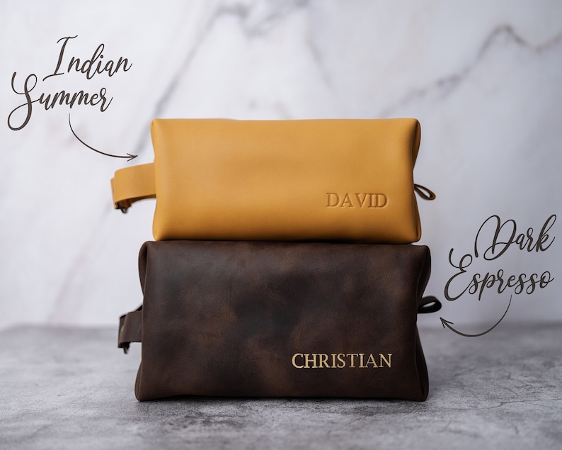 Leather toiletry bag personalized groomsmen gifts leather dopp kit personalized gift for him mens dopp kit for men, unique letters image 9