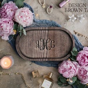 Bridesmaid gifts jewelry tray personalized wooden bridesmaid gifts custom engraved jewelry tray, floral bridesmaid jewelry tray personalized Design 3