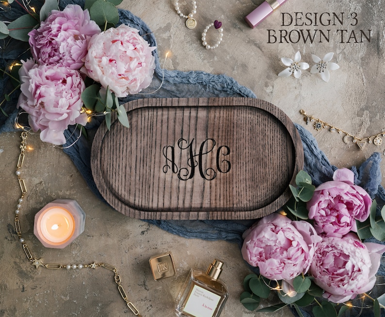 Bridesmaid gifts jewelry tray personalized wooden bridesmaid gifts custom engraved jewelry tray, floral bridesmaid jewelry tray personalized Design 3