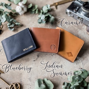 Cartera de cuero personalizada, regalo para hombre, billetera personalizada para hombre, billetera para hombre con tarjetero o moneda, regalos para él, PERSONALIZACIÓN GRATUITA imagen 3