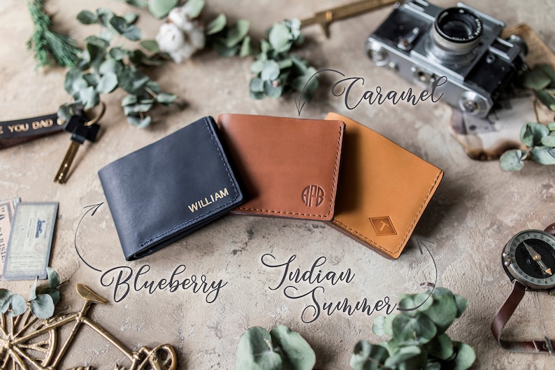 Cartera de cuero personalizada, regalo para hombre, billetera personalizada para hombre, billetera para hombre con tarjetero o moneda, regalos para él, PERSONALIZACIÓN GRATUITA imagen 3