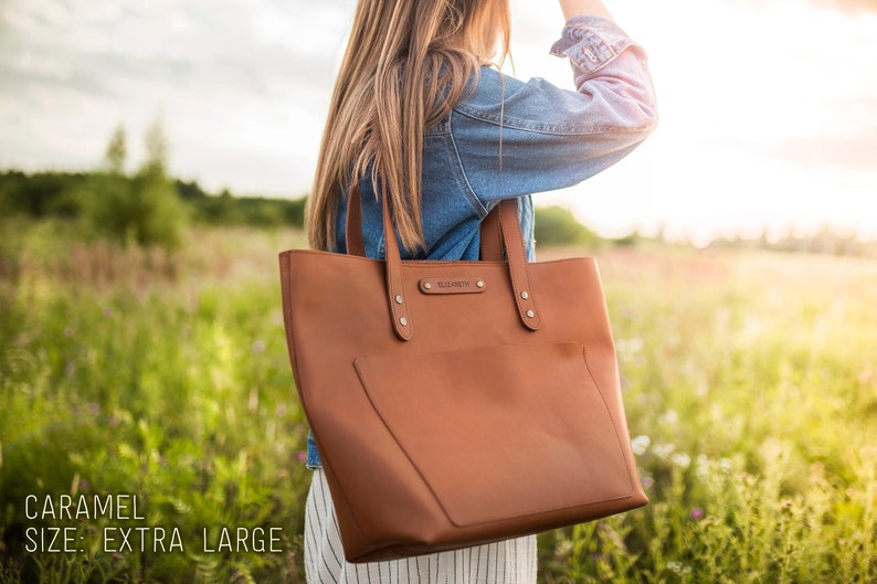 Leather tote bag, Personalized tote bag, Personalized leather tote bags for women, Top grain leather handbag tote personalized or not image 1