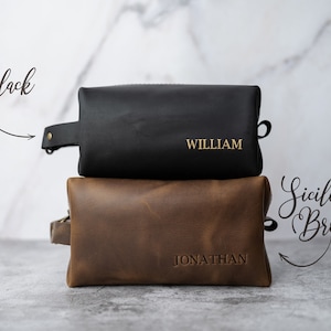 Leather toiletry bag personalized groomsmen gifts leather dopp kit personalized gift for him mens dopp kit for men, unique letters image 10
