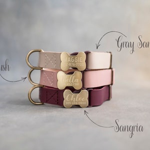 Hundehalsband Leder, Hundehalsband personalisiert, Hundehalsband Mädchen, Hundehalsband Junge, Hundehalsband graviert, Hundehalsband mit knochenförmiger Schnalle Bild 7