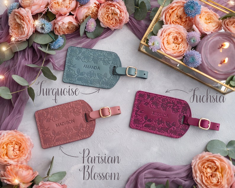 Leather luggage tags, bridesmaid gifts, luggage tag, luggage tags personalized, personalized luggage tag, name frame personalized tags image 7