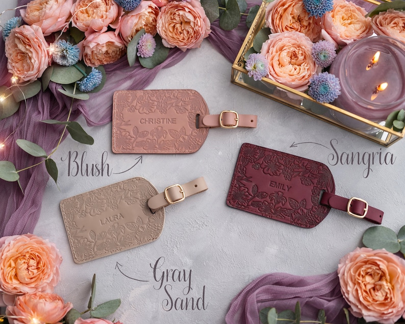 Leather luggage tags, bridesmaid gifts, luggage tag, luggage tags personalized, personalized luggage tag, name frame personalized tags image 8