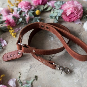 Personalized leather dog leash, personalized dog leash, leather personalized dog leash, leather dog accessories image 1