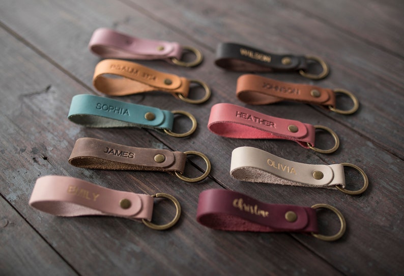 Personalized leather keychain accesories,leather personalized keychain, key chain, keychains for women keychain men, leather key fob image 2
