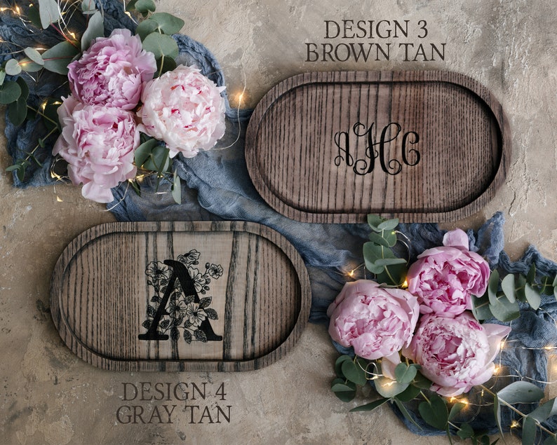 Bridesmaid gifts jewelry tray personalized wooden bridesmaid gifts custom engraved jewelry tray, floral bridesmaid jewelry tray personalized image 4