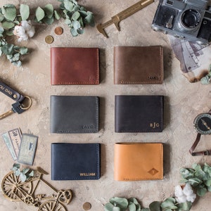 Cartera de cuero, cartera de hombre, regalo de novios, regalos para él, regalos de aniversario, cartera de cuero para hombre personalizada PERSONALIZACIÓN GRATUITA
