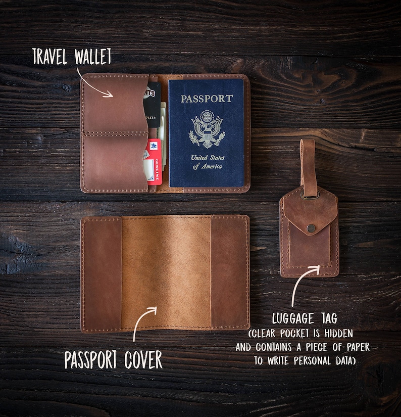 Étui pour passeport en cuir personnalisé, porte-passeport en cuir, portefeuille pour passeport, cadeau de voyage, cadeau envie de voyager, cadeau du voyageur image 5