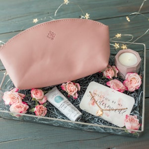 Leather makeup bag Personalized Bridesmaid gift ideas makeup bag for women Leather makeup case make up bag monogram leather toiletry bag