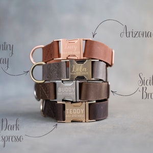 Dog collar leather, dog collar personalized, dog collar girl, dog collar boy, dog collar engraved, dog collar with choose your color buckle image 4