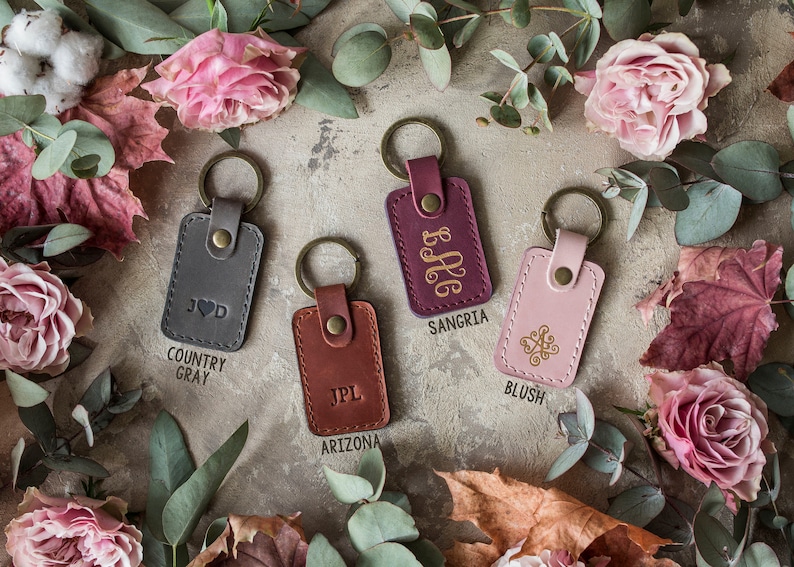 Personalized leather keychain, leather initial keychain personalized, key chain customized leather keychain for women, men leather key fob image 2