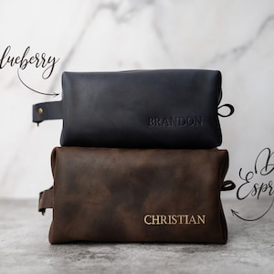 Leder Kulturbeutel personalisierte Trauzeugen Geschenke Leder Dopp Kit personalisiertes Geschenk für ihn Herren Dopp Kit für Männer, einzigartige Buchstaben Bild 5