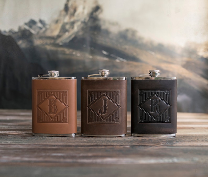 Hip flask, groomsmen gifts personalized, groomsmen gift flask, groomsman gift leather hip flask gift for him, initial hip flask for men7 image 1