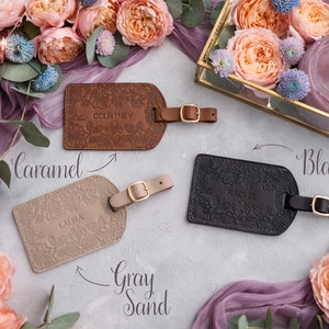 Leather luggage tags, bridesmaid gifts, luggage tag, luggage tags personalized, personalized luggage tag, name frame personalized tags image 3