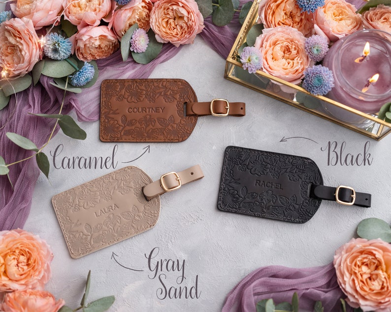 Leather luggage tags, bridesmaid gifts, luggage tag, luggage tags personalized, personalized luggage tag, name frame personalized tags image 3