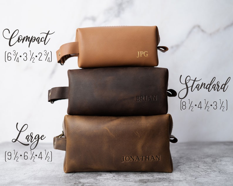 Leren toilettas gepersonaliseerde bruidsjonkers geschenken lederen dopp kit gepersonaliseerd cadeau voor hem heren dopp kit voor mannen, unieke letters afbeelding 2