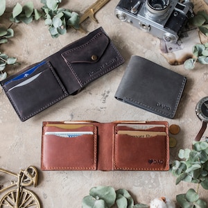 Cartera de cuero personalizada, regalo para hombre, billetera personalizada para hombre, billetera para hombre con tarjetero o moneda, regalos para él, PERSONALIZACIÓN GRATUITA imagen 5