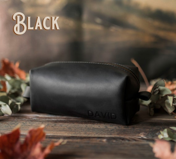 Mens leather toiletry bag large hotsell