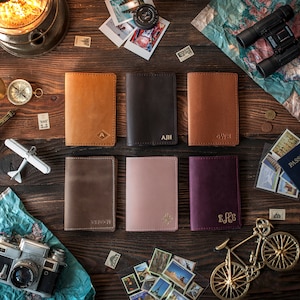 Funda de cuero para pasaporte personalizada, funda de cuero para pasaporte, funda para pasaporte, billetera para pasaporte, regalo de viaje, regalo de pasión por los viajes, regalo de viajero