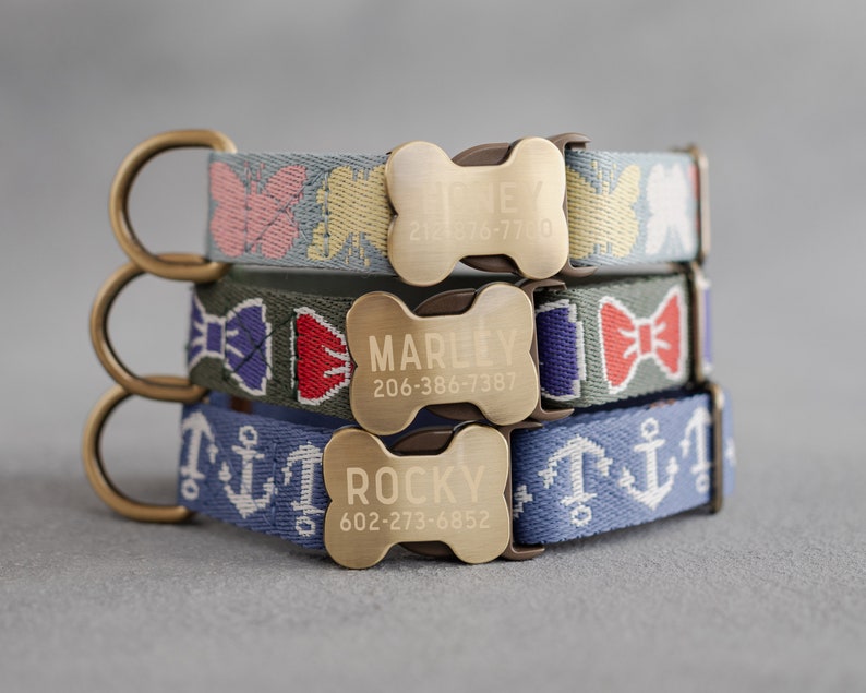 Webbing dog collar personalized, dog collar boy, dog collar girl, dog collar engraved, tribal dog collar, pattern dog collar, 1 width image 10