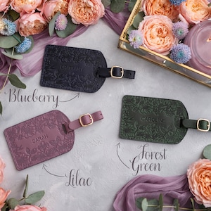 Leather luggage tags, bridesmaid gifts, luggage tag, luggage tags personalized, personalized luggage tag, name frame personalized tags image 2