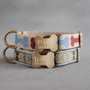 Webbing dog collar personalized, dog collar boy, dog collar girl, dog collar engraved, tribal dog collar, pattern dog collar, 1 width image 7
