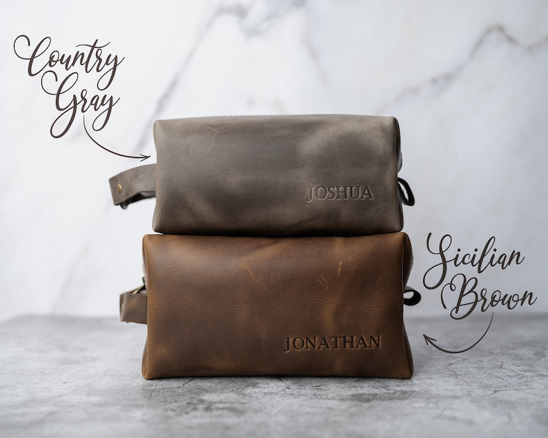 Leather toiletry bag personalized groomsmen gifts leather dopp kit personalized gift for him mens dopp kit for men, unique letters image 6