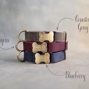 Hundehalsband Leder, Hundehalsband personalisiert, Hundehalsband Mädchen, Hundehalsband Junge, Hundehalsband graviert, Hundehalsband mit knochenförmiger Schnalle Bild 5